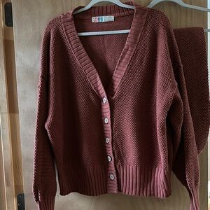 FP BEACH HAILEE WAFFLE KNIT CARDI AND JOGGER SET SIZE XL